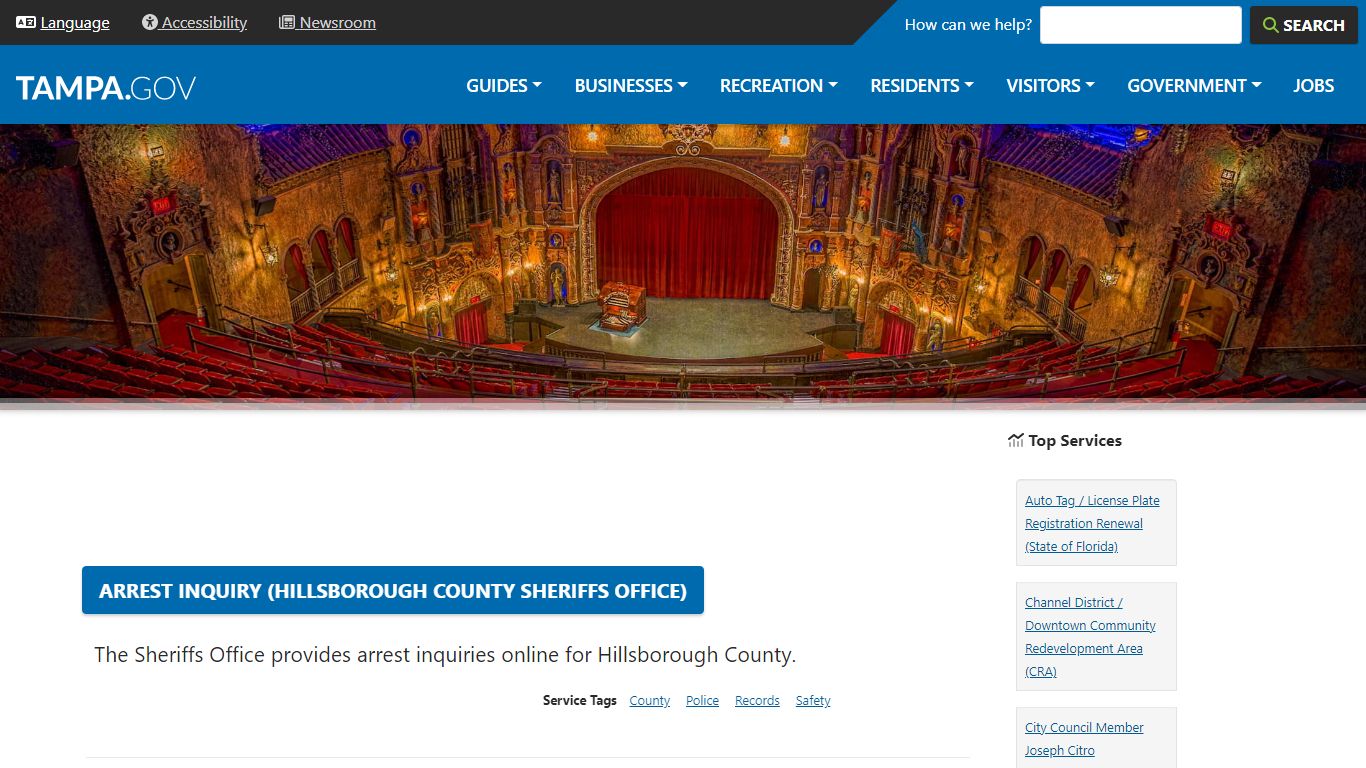 Arrest Inquiry (Hillsborough County Sheriffs Office) - City of Tampa